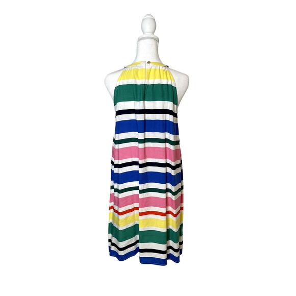 Loft Women Dress XS Multi-Color Striped High Neck Halter Apron A-Line Summer - Picture 3 of 10